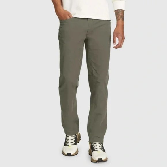 NWT Eddie Bauer Men's Green Voyager Flex Twill Pants 5 Pocket